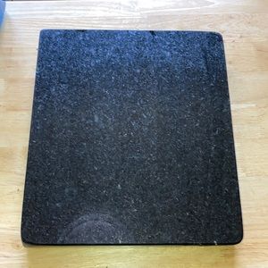 Homemade custom 15 pound Black Polished Marble cutting slab w/ cork pegs